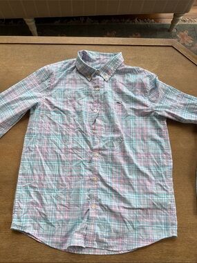 Vineyard Vines Boys Pastel Plaid Button-Down Shirt - Blue, Pink & Green